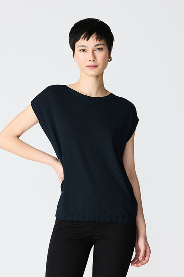 BLACK ZIGZAG BASIC SWEATER