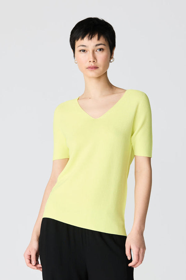 POLLEN YELLOW BASIC V-NECK SWEATER