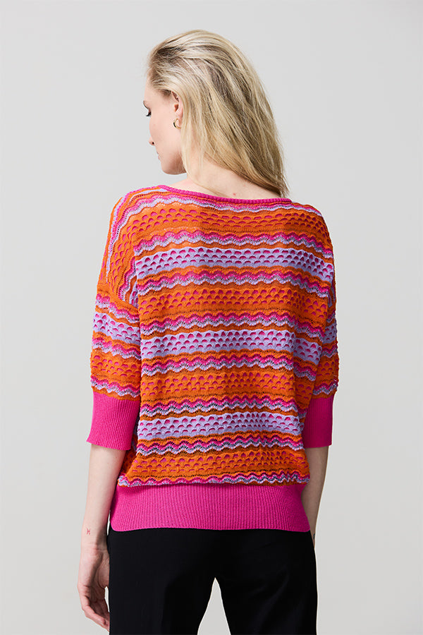 ORANGE TEXTURED V-NECK SWEATER