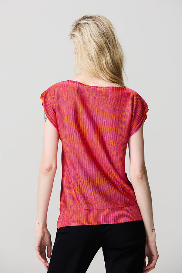 PINK SEAMLESS STRIPE EFFECT SLEEVELESS SWEATER