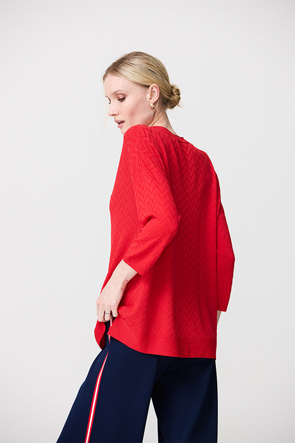 RED ZIGZAG V-NECK SWEATER