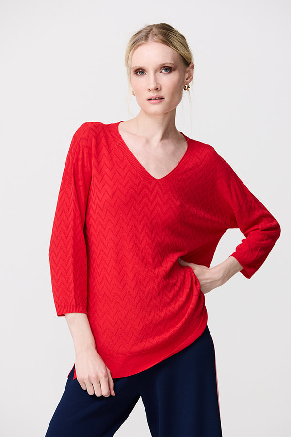 RED ZIGZAG V-NECK SWEATER