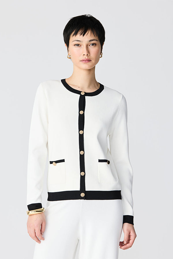 WHITE CONTRAST MILANO CARDIGAN