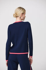 RED TRIM NAVY MILANO CARDIGAN