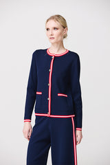 RED TRIM NAVY MILANO CARDIGAN