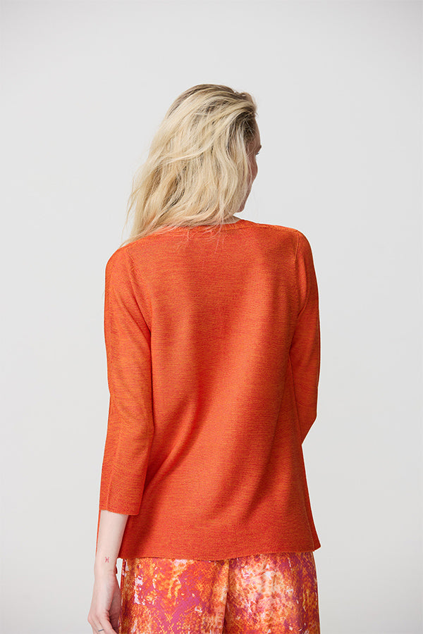 ORANGE TWO-TONE MATTE-SHINY CARDIGAN