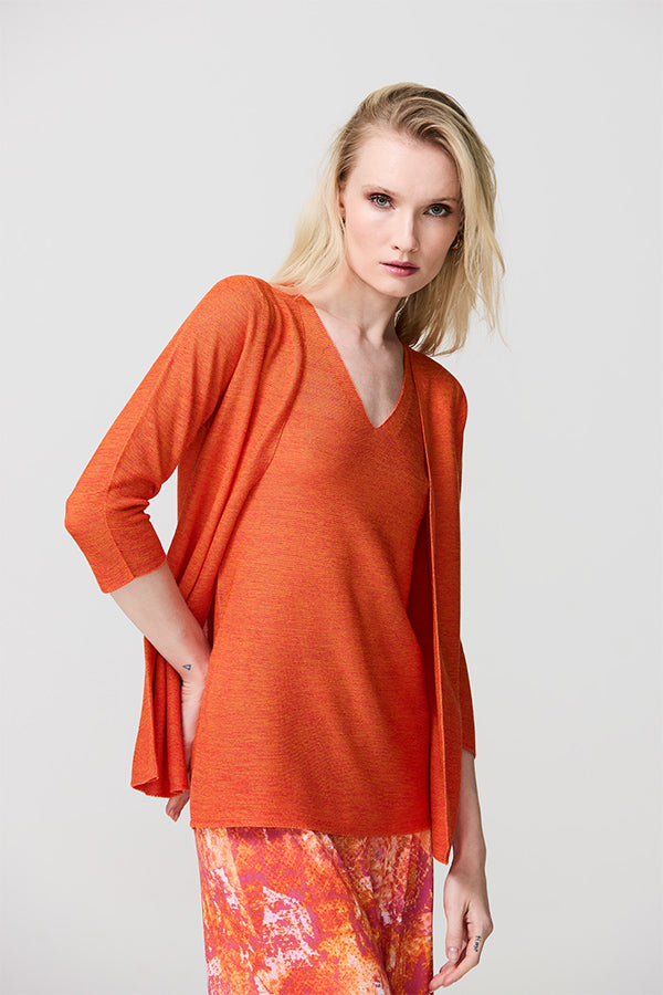 ORANGE TWO-TONE MATTE-SHINY CARDIGAN