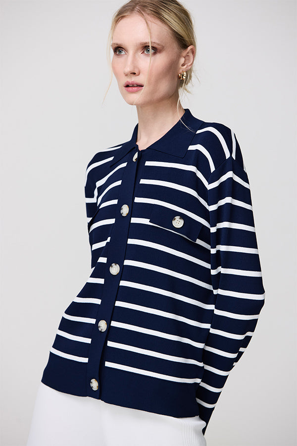 NAVY STRIPED CARDIGAN