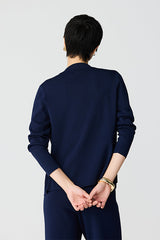 NAVY SIDE RIB DETAIL MILANO CARDIGAN