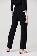 BLACK SIDE RIB DETAIL MILANO TROUSERS