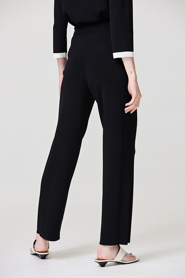 BLACK SIDE RIB DETAIL MILANO TROUSERS