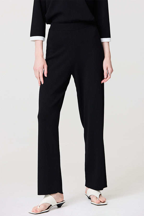 BLACK SIDE RIB DETAIL MILANO TROUSERS