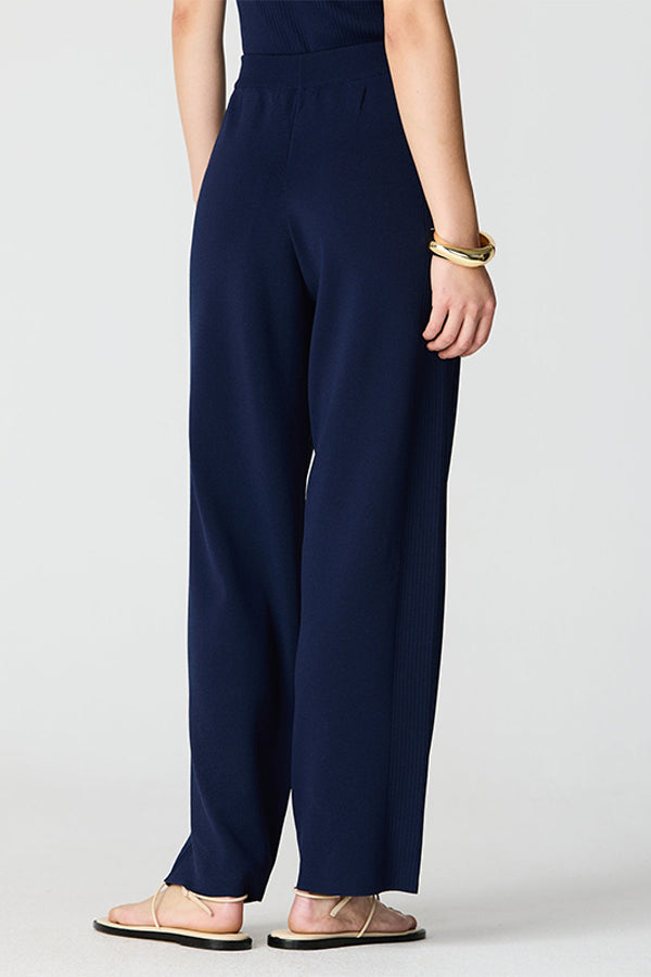 NAVY SIDE RIB DETAIL BUTTONED MILANO TROUSERS