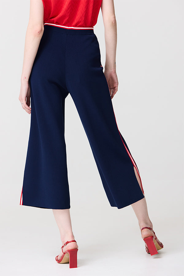 RED TRIM NAVY MILANO TROUSERS