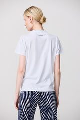 WHITE SILVER DETAIL DOUBLE V-NECK T-SHIRT