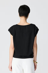 BLACK GOLD DETAIL V-NECK BLOUSE