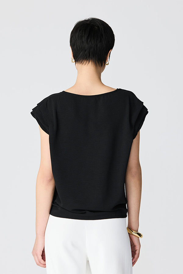 BLACK GOLD DETAIL V-NECK BLOUSE