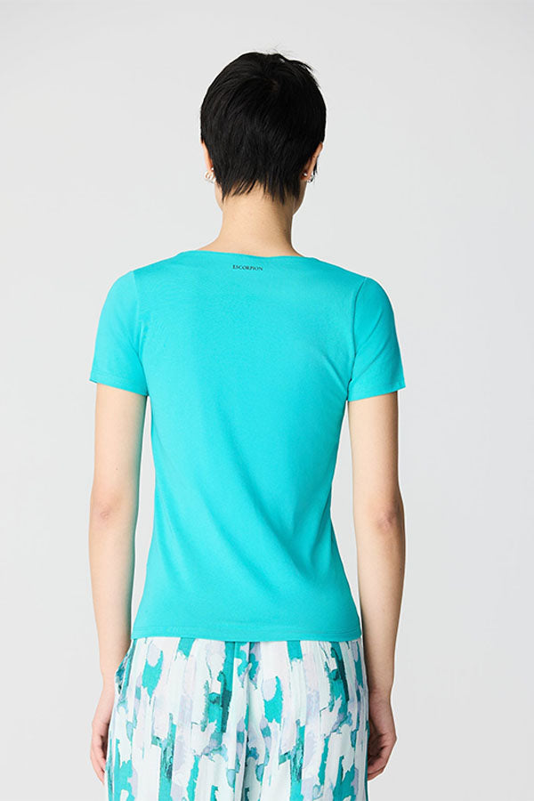 ACQUA SPLIT SCOOP NECK BASIC T-SHIRT