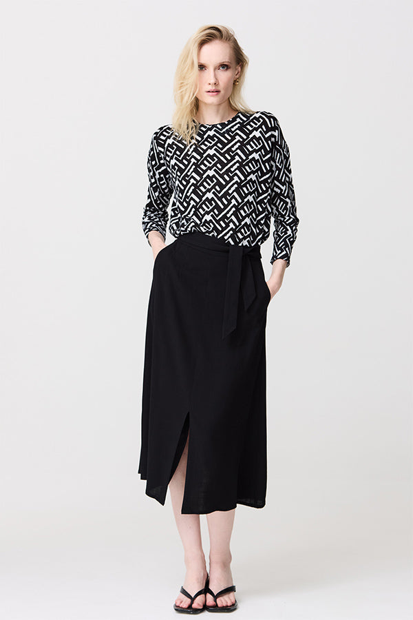 BOW WAIST FLOWING LONG SKIRT