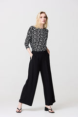 ELASTICATED WAIST WIDE LEG TROUSERS