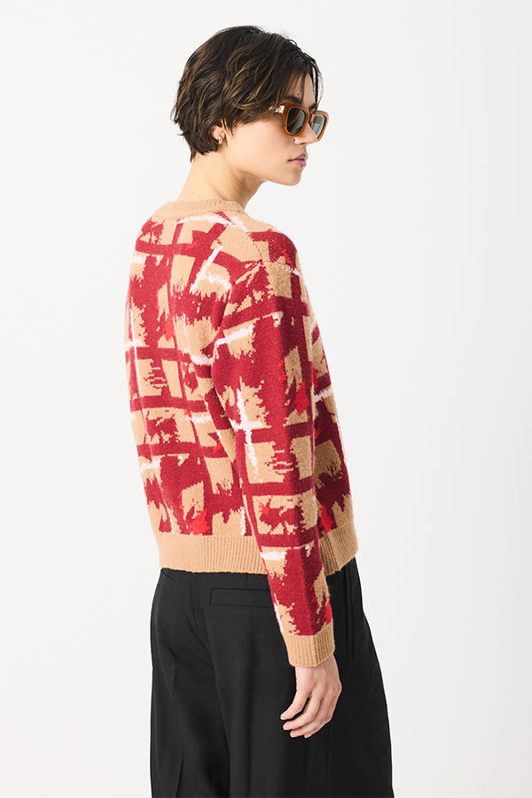 GEOMETRIC ABSTRACT PRINT JACQUARD SWEATER
