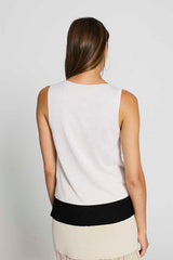 ECRU GEOMETRIC DESIGN TOP