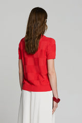 RED SQUARE TEXTURED JUMPER