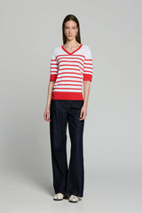 RED TWO-TONE STRIPED JUMPER