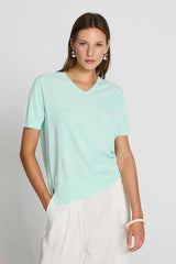 LIGHT GREEN SIDE SLIT V-NECK JUMPER