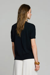 BLACK SIDE SLIT V-NECK JUMPER