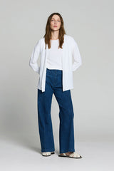 WHITE BOATNECK OTTOMAN CARDIGAN