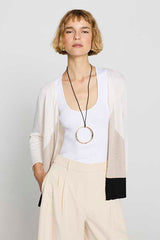 ECRU GEOMETRIC DESIGN CARDIGAN