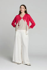 RED GEOMETRIC DESIGN CARDIGAN