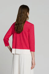 RED GEOMETRIC DESIGN CARDIGAN