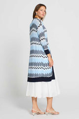 SKY BLUE WAVE KNIT LONG CARDIGAN