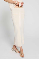 CREAM MILANO KNIT MIDI SKIRT