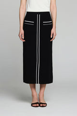 BLACK MILANO KNIT MIDI SKIRT