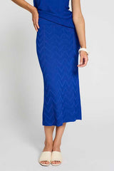 INDIGO ARROW TEXTURED MIDI SKIRT
