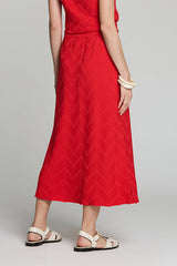 RED ARROW TEXTURED MIDI SKIRT
