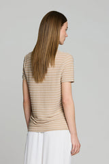 CREAM STRIPED TEXTURED SWEATER