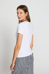 WHITE BASIC OPENING DETAIL T-SHIRT