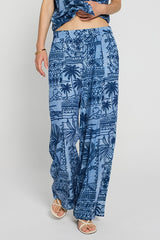AQUAMARINE TROPICAL PRINT TROUSERS