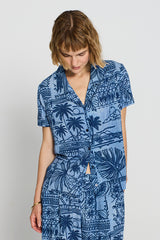 AQUAMARINE TROPICAL PRINT SHIRT