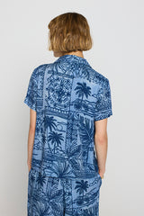 AQUAMARINE TROPICAL PRINT SHIRT