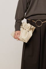 ECRU LAMBSKIN LEATHER CHARLY BUCKET BAG