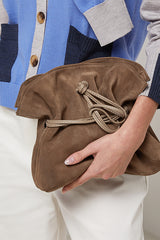 TAUPE BROWN LAMBSKIN LEATHER CHARLY BUCKET BAG