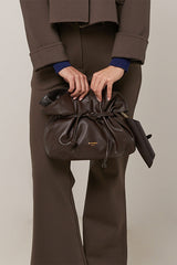 BROWN LAMBSKIN LEATHER CHARLY BUCKET BAG