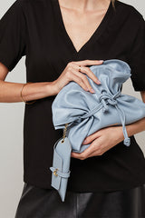 BLUE GREY LAMBSKIN LEATHER CHARLY BUCKET BAG