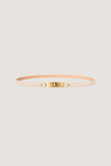 ECRU ADJUSTABLE SLIM LAMBSKIN LEATHER BELT