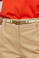 ECRU ADJUSTABLE SLIM LAMBSKIN LEATHER BELT